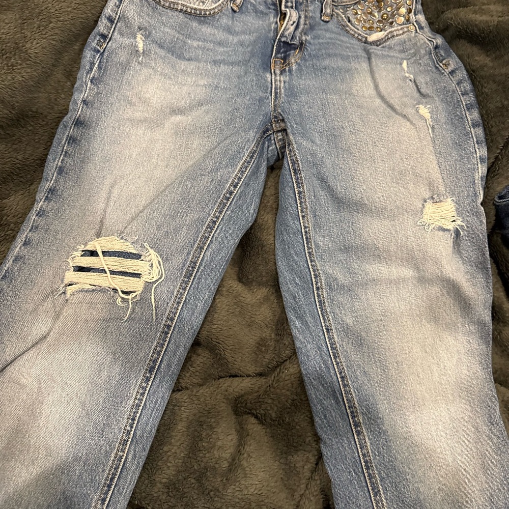 *SOLD***  Light Blue Distressed Boyfriend Jeans